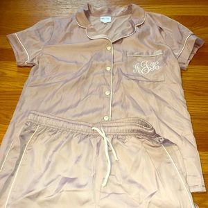 Brand new satin pajama set - embroidered